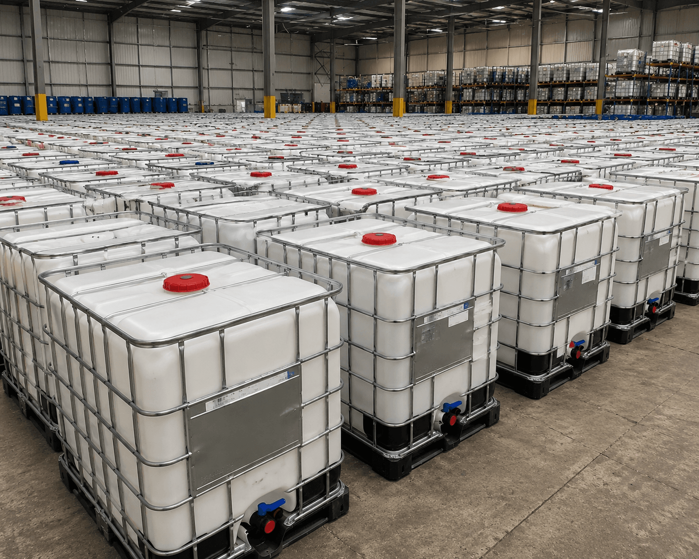 Massive IBC tote warehouse inventory